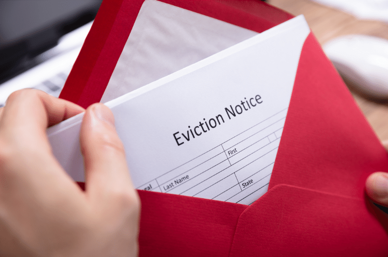 A credit report showing an eviction record